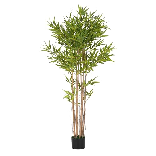 Christopher Knight Home Annas 70''H Artificial Tree Indoor, Artificial Bamboo Tree with Nursery Pot, Tropical Style Faux Tree with Black Plastic Pot, Artificial Plant for Home Office Decor, 1pcs,Green - color: Green/70''h