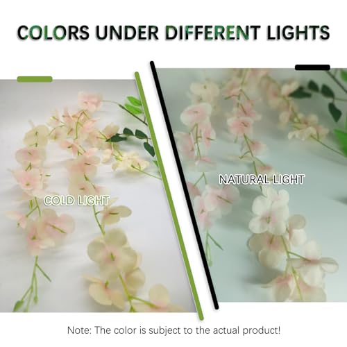 12 Pack Champagne Wisteria Hanging Flowers Garland, 3.77 Feet Artificial Flower Vines, Fake Wisteria, Artificial Vines Hanging Garland for Backdrop Outdoor Yard Garden Decor - color: Champagne, size: 12 PCS