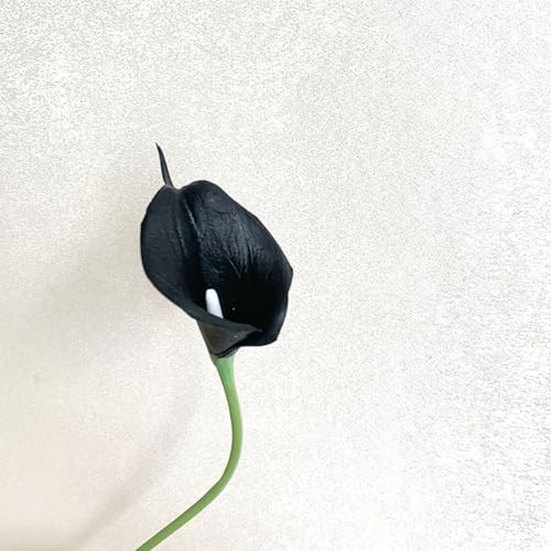 20Pcs 2.1 Inch Black Calla Lily Artificial Flowers Faux Calla Lily Fake Flowers Bulk Real Touch Latex Calla Lilies Flowers for Home Wedding Party Plant Decoration Table Centerpieces - color: Black