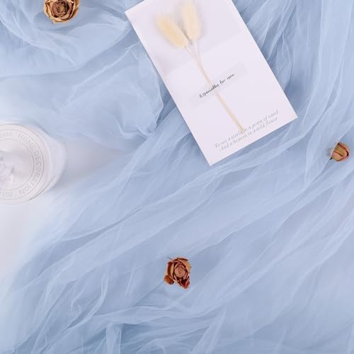 Blue Gauze Table Runner 10ft Rustic Cheese Cloth Table Runner 38×120 Inches Boho Style Decorations for Romantic Date Wedding Party Baby Shower Photography Decoration - color: Blue, size: 10 ft × 1 pc