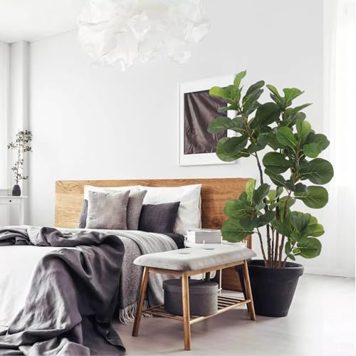 GlowSol Faux Fiddle Leaf Fig Tree, 4 Ft Artificial Ficus Lyrata Plant with 72 Fiddle Leaves, Fake Floor Plant in Pot for Indoor Outdoor Living Room House Office Bedroom Decor - size: 3ft 11in