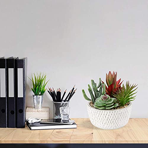 Briful Small Fake Plants Assorted Faux Succulents in Pots Realistic Succulents Plants Artificial with Cement Pots for Home Table Office Desk Bathroom Shelf Living Room Decor - color: Succulent #06