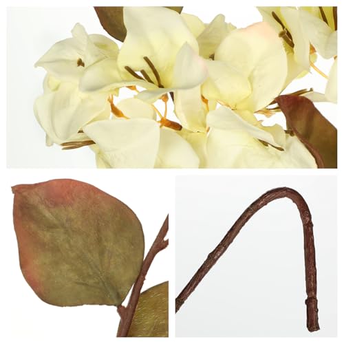 Briful Bougainvillea Artificial Flowers 5 Pack 27.5'' Fake Bougainvillea Floral Stems Realistic Silk Floral Arrangements for Home Weddings Parties Table Vase Centerpiece Decor(Beige) - color: Beige