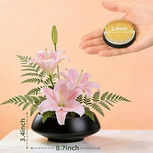 Ceramic Flower Pot Flower Arrangement Set Japanese Ikebana Floral Art Supplies Handmade Flower Bowl Decorative Flower Vase for Centerpieces (Large Black) - color: Large Black