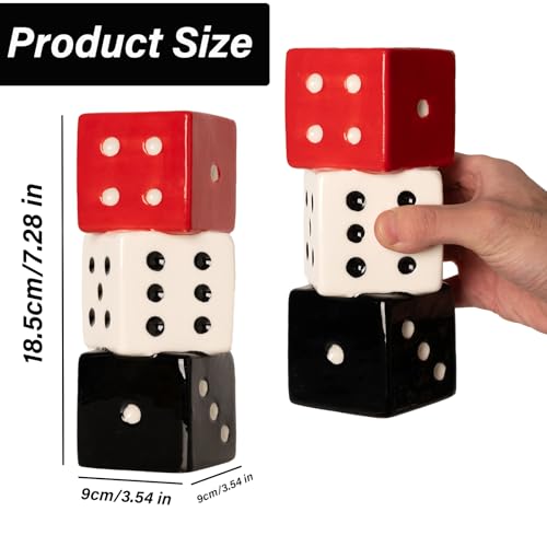 MOUGIGI Funky Dice Vase - Unique Ceramic Home Decor for Bars| Stylish Black, White & Red Geometric Design | Perfect for Fresh, Dried, or Artificial Flower Arrangements | Ideal Gift for Art Lovers - color: Red, White and Black Dice Vase