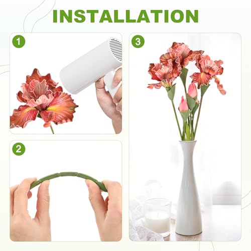 M METERXITY 3-Pack Orange Artificial Iris Flowers with Flower Bud,17.7 Inch Faux Iris PU Bouquets Real Touch Faux Flowers for Home/Wedding/Christmas/Party