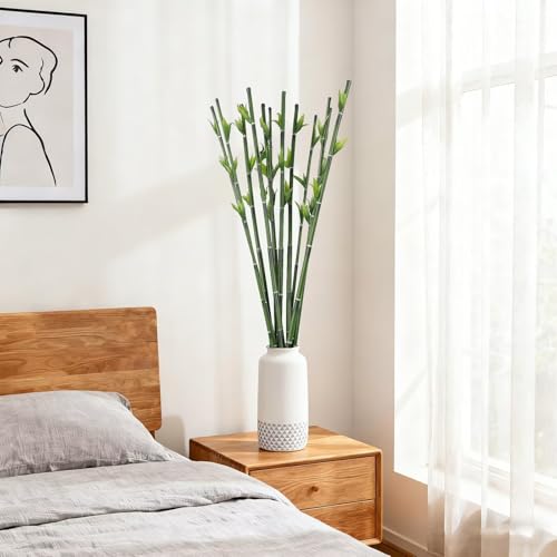 6 Pcs Artificial Bamboo Branches, 37" Long Stem Tree Stem Green Fake Bamboo Sticks Faux Greenery Plants Artificial Floral Arrangement for Office Living Room Party Home Decoration