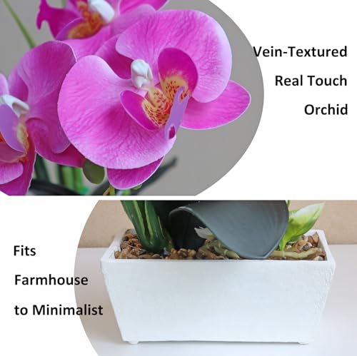 Purple Orchid Artificial Flowers Fake Orchid Plants for Living Room Realistic Orchid Faux Flowers Indoor Table Decorations for Dining Room Purple Centerpieces for Table Decorative Flowers - color: Purple
