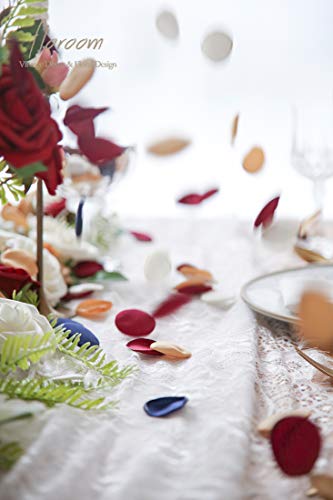 Floroom 500pcs Rose Petals Burgundy Navy Faux Silk Flower Petals for Wedding Flower Girl Basket Aisle Runner Scatter Dinner Table Centerpieces Party Confetti Bridal Shower Romantic Night Decoration - color: Noble Burgundy, size: 500pcs