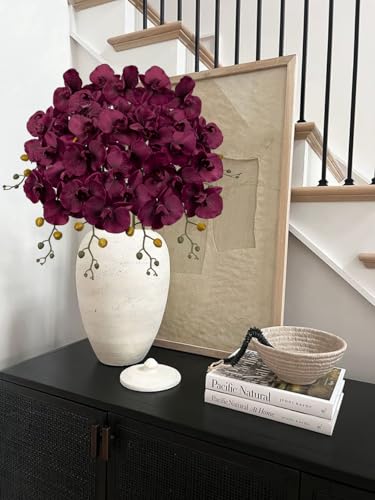 6PCS 32" Artificial Orchid Stems Purple Butterfly Orchid Faux Phalaenopsis Flowers for Home Wedding Centerpieces Office Table Decorations Real Touch Silk Orchids for DIY Floral Arrangements - color: Purple