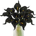 Letjolt Artificial Calla Lily Flowers 12Pcs, Black | Wedding Bouquet Flower, Home Decoration, Faux Calla Lilies - color: Black