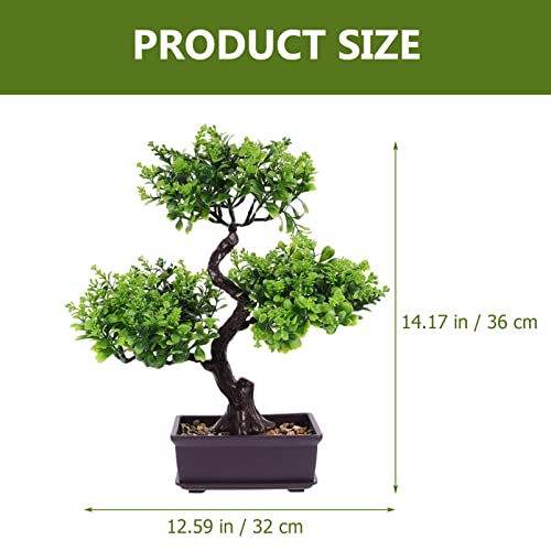 EXCEART Artificial Bonsai Tree, Plastic Plants Bonsai Ornament for Desktop Wedding Decor, Green Faux Bonsai Tree - color: Green