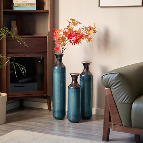 Floor Vase Set of 3, 28.4/24.4/20.4in Aqua Blue Tall Vases, Modern Decor Large Standing Vases for Living Room, Hallway, Office, Kitchen & Farmhouse Decoration - color: Floor Vases Aqua Blue