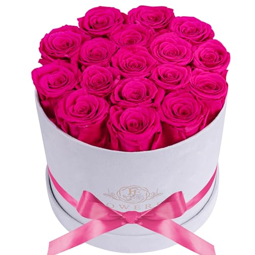 Prifroti 17 Flowers in a Luxury Suede Box, Birthday Gifts for Women, Preserved Flowers, Mothers Day Roses Gift for Mom, Hot Pink - color: Hot Pink, size: 17 Roses