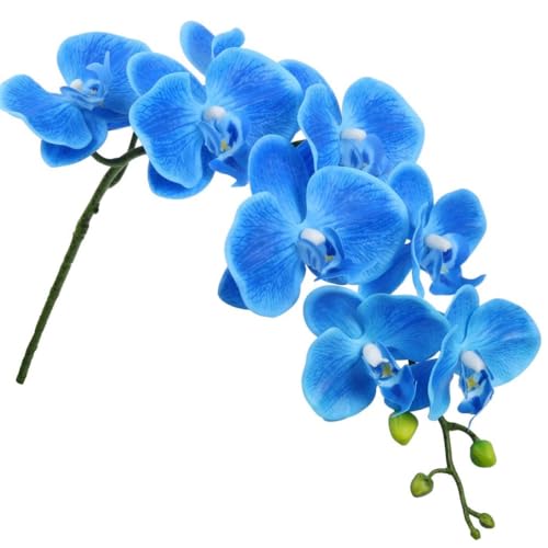 27" Artificial Orchid Stems, Set of 6 Pcs Artificial Touch Orchid Artificial Phalaenopsis Flower Plants Home Wedding Decoration (Blue)
