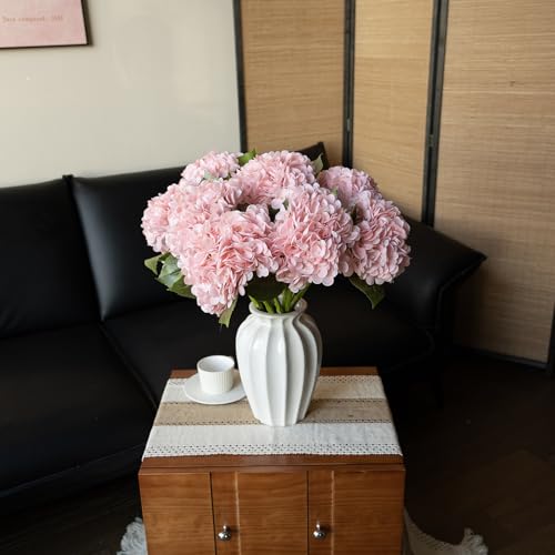 DUYONE 22" Real Soft Touch Hydrangea Artificial Flowers Realistic,Large Long Stem Fake Flowers Full Latex Faux,Wedding Bouquet,Party Home Decor,Garden Office Room Table Centerpieces Pink 3Pcs - color: Pink, size: 3Pcs