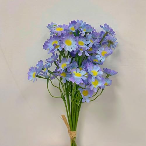 6 Stems Artificial Bouquet Decor Bundle Small Flowers Decorative Flower Set for Home Table Shelf Display, Purple - color: Purple