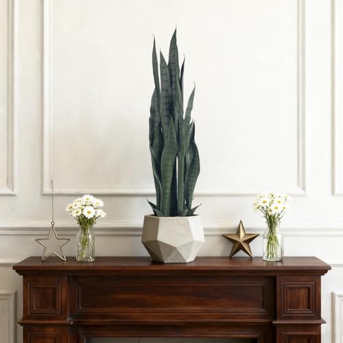 3FT-2PCS Artificial Snake Plant, 24 PVC Lifelike Leaves, 35in Faux Sansevieria for Indoor Home & Garden Decor, Potted Mother-in-Law's Tongue Plants, Green - color: Green