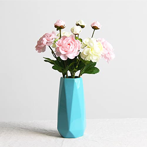 Ceramic Vase, 7.4 Inch for Pampas Calla Lily Tulip, Flower Vase Minimalism Style for Modern Table Shelf Home Decor, Fit for Housewarming, Weddings, Birthday, Christmas, Thanksgiving, New Year (Blue) - color: Blue