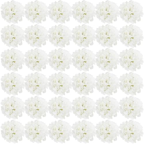 White Hydrangea Artificial Flowers Bulk with Stems 64 Pcs | Faux Silk Hydrangeas Flower Heads with Stems for Wedding Arch Table Centerpieces Home Garden Baby Shower Party Decoration - color: White