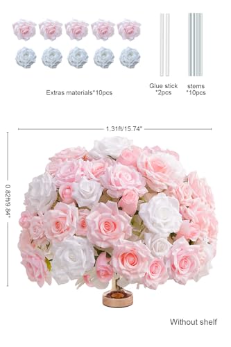 2pcs Large Artificial Flowers Centerpieces Decor for Tables Floral Arrangement Bouquet for Wedding Reception Aisle Ceremony Party Flowers Balls (Without Stand) (2pcs 15'' Pink) - color: 2pcs 15'' Pink