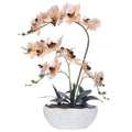 19" H Phalaenopsis Faux Orchid Plant Silk Orchid Centerpiece Artificial Floral Arrangement in Ceramic Pot (Champagne) - color: Champagne