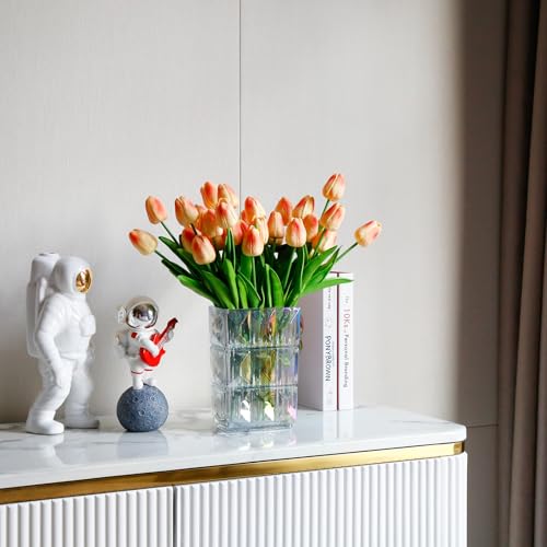 36 Pcs Tulips Artificial Flowers, 13 Inches Real Touch PU Fake Tulips for Wedding Bouquets, Home Decor - color: Champagne