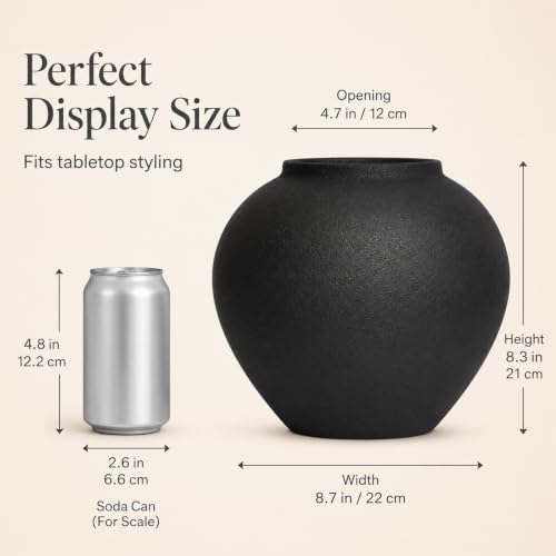Rustic Ceramic Vase, 8.3" Black Farmhouse Tall Vase, Vintage Vases, Modern Terracotta Decor Vases for Home Decor, Living Room, Entryway, Table Centerpieces, Shelf, Kitchen, Housewarming Gifts - color: Black, size: 8.3in