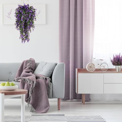 RECUTMS 4Pcs 29.9 Inch Fake Hanging Eucalyptus Plants | UV Resistant Plastic,Violet Artificial Greenery,Home Room Garden Wedding Party Porch Creeping Jenny Indoor Outdoor Decor - color: Voilet