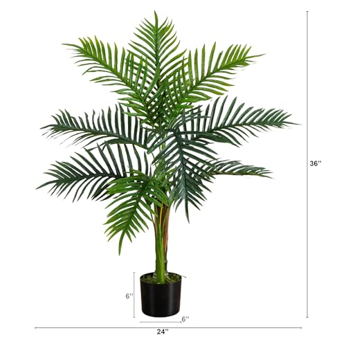 Nearly Natural 3ft UV Resistant Artificial Double Robellini Palm Tree - Indoor/Outdoor