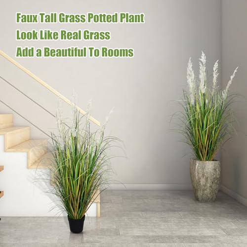 47in Tall Artificial Pampas Grass, 2-Pack Fake Plants for Indoor Outdoor Floor Decor, Large Faux Greenery for Garden Patio Home Lobby - color: 2pack Green