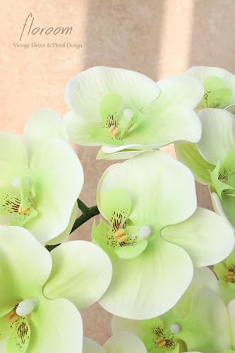 Floroom 2pcs Faux Phalaenopsis Orchid Fake Artificial Flower with Stems, Real Touch Large Blooms 40 Inch for DIY Bouquets, Wedding Centerpieces & Home Decor, Elf Green - color: Elf Green