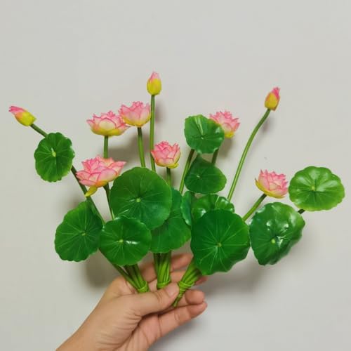 Artificial Flower Water Lily,Silk Plants Floating Flowers,Plastic Flowers Lotus Flowers,Realistic Fake Flowers Lotus Decor Used for Fish Tank Decoration Home Decor (3, Champagne Powder) - color: Champagne Powder