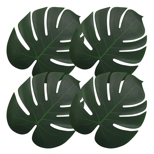 Artificial Palm Leaves, 36 Pcs 15.4 * 13.8" Big Leaf Placemat, Green Palm Monstera Tropical Table Decor, Party Decorations,Safari Leaves Decoration,Hawaiian Leaves Decor