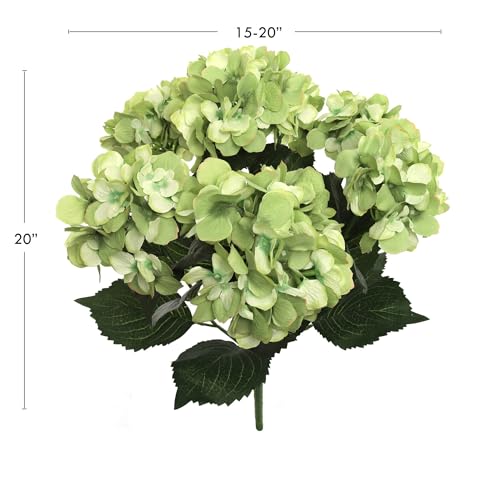 Larksilk Hydrangea Artificial Flowers - Faux Hydrangea Flowers - Home Decor, Easter Decorations, Spring Decor - Floral Centerpieces for Tables - 20" Floral Stems, Green, 2 Pieces - color: Green, size: Pack of 2