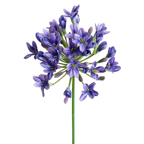 Htmeing 6PCS Artificial Agapanthus Flowers Long Stems Silk Lily Flowers for Home Hotel Flower Arrangement Party Decor (White Purple) - color: White Purple