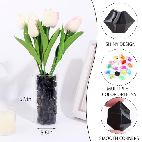 150 Pcs Fake Ice,17 * 23mm,Black Acrylic Gems Vase Filler,Plastic Diamonds for Table Decoration DIY Craft Aquarium Display Party Centerpieces. - color: Black, size: 17MMx23MM