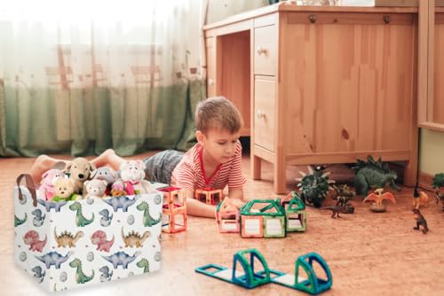 Rectangular Dinosaur Basket,Kids Baskets.Dinosaur Bins for Boys, Cute Bins with Handles.Space Bin,Toys Box,Books Baskets,Gifts Bin. (Dinosaur basket) - color: Dinosaur basket