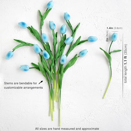 FiveSeasonStuff Real Touch Tulips Artificial Flowers – 15 Stems Faux Tulip Bouquet in Gift Box for Wedding, Home Decor, Party, Floral Arrangements (Arctic Blue) - color: #17 Arctic Blue