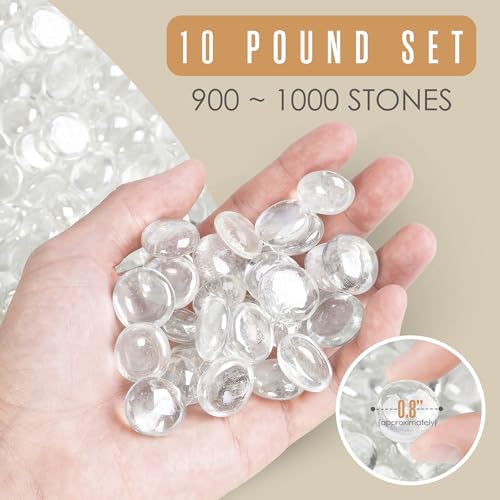 Houseables Glass Beads for Vases, Marbles for Vases, Glass Marbles, Vase Filler, Clear Beads, Flat Marble, Clear Gems, Crafts, Pebbles, Stones, Decorative Rocks, Plants, Florist, Floral, 10 LB, 1000PC - color: Clear, size: 10LBS