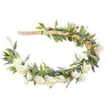 White Flower Crown Headband, Artificial Fairy Rose Floral Headpiece, Bridal Boho Flower Headbands for Women Girls Maternity Birthday Wedding Renaissance Festival Party Hair Accessories - color: White