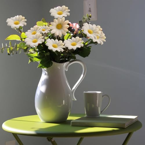120Pcs Silk Artificial Gerbera Daisy Heads, 1.5 Inch Fabric Fake Chrysanthemum Flowers Floral Heads for Wedding, Party, Home, Beach Decoration and DIY Craft (White) - color: White