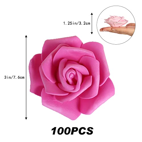 100pcs Pink Foam Roses Heads,3inch Blush Faux Flowers Artificial Rose Stemless Fake Flower Bulk for DIY Floral Crafts,Cake Decoration Wedding,Baby Shower Flower Centerpieces(Shades of Pink) - color: Shades of Pink