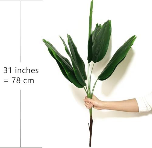 Fake Bird of Paradise Plant Artificial Banana Tree 30 Inch 2 Pack, Tropical Monstera Plants Big Leaves Faux Palm Leaf Greenery Shrubs Indoor Outdoor Home Garden Office Farmhouse Verandah Wedding Decor - color: Bird of Paradise Tree - 2 Pack