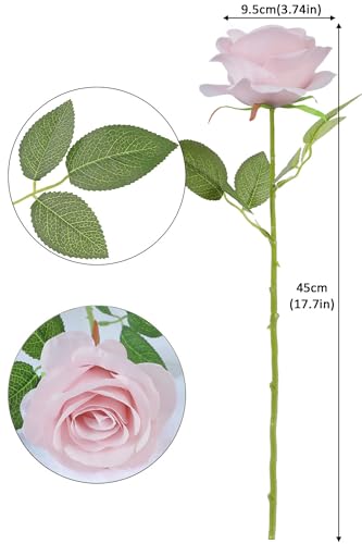 JUSMAI 50pcs Roses Artificial Flowers Real Touch Fake Flowers with Long Stems Silk Flowers for Wedding Bouquet Centerpices Decorations Party Bridal Baby Shower Home Decor (Dusty Pink) - color: Dusty Pink, size: 50PCS