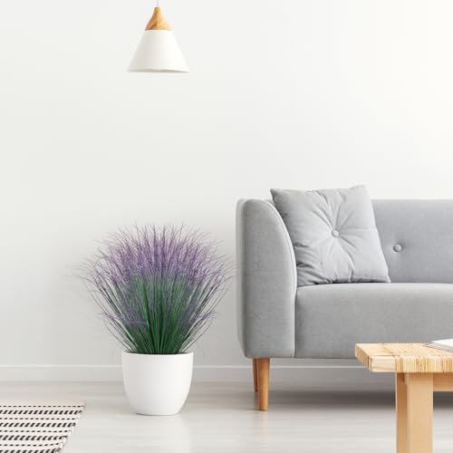 24Pcs Artificial Grass Plants, Faux Shrubs Wheat Grass, Artificial Tall Grass Fake Plants for Outdoor Decor,Artificial Greenery Stems Weed for Room Indoor Home Decor（Green Purple Tail） - color: Green Purple Tail, size: 24Pcs