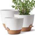 TYMENSH Plant Pots 12/10/9 Inch Set of 3, Self Watering Planters with Drainage Holes and Water Reservoir, Heavy Duty Plastic Flower Pots for Indoor Outdoor Plants, White - color: White