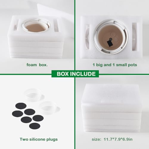 Docrin Ceramic Plant Pots Set of 2 (6.6"+5.5"), High-Fired Clay Indoor Planters with Drainage Holes & Saucer, Honeycomb Modern Home Decor for All House Plants - color: 1-white