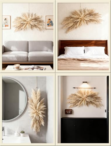 Pampas Grass Wall Decor -Boho Dried Flowers Hanging Decor Kits, 20~30inch Adjustable,Requires Assembly-Easy Install,Apply to Home Decor ,Shop,Living Room, Bedroom, Wedding Arch, Farmhouse & Apartment