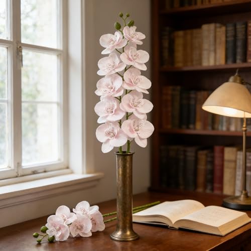 HCTCPALS Artificial Flowers for Outdoors 6 Pcs Orchids Plant Realistic Silk Fake Flowers for UV Resistant Faux Plants Outdoor Indoor Outside Front Porch Hanging Planter Decoration-38" Pink - color: Orchid Pink